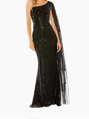 Mac Duggal Black Sequin Evening Dress